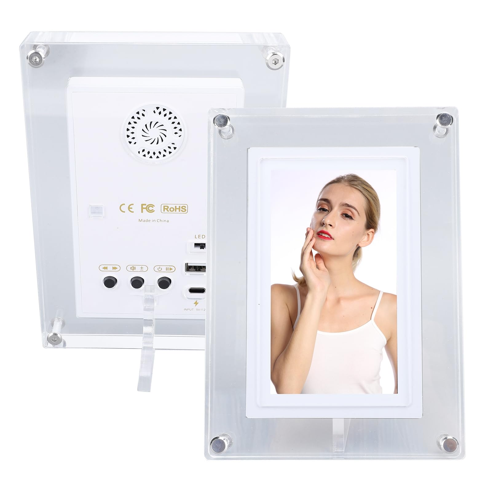 5 Inch Acrylic Digital Picture Frame with LED, 4GB Memory, 1080p Support for Video and Music, at Home, Office, Photos, Videos, Music