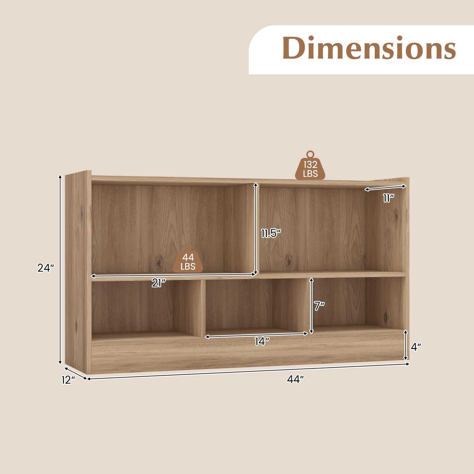 Amazon.com: Giantex 5-Cube Bookcase, Freestanding 3-Tier Bookshelf