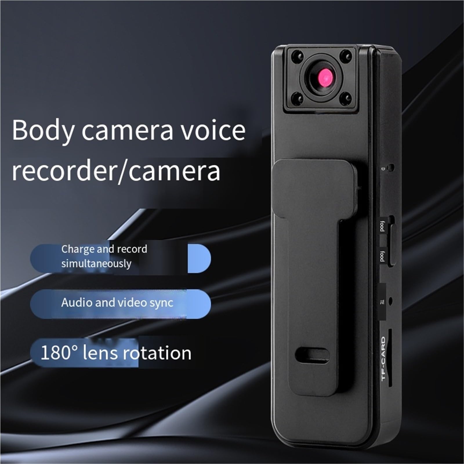 Dodorado Enregistreur Audio Vidéo Sport Ultra HD 2 en 1 Caméra d'Action Grand Angle 1080p Vision Nocturne Autonomie 5 h Caméra Corporelle Portable Clipser