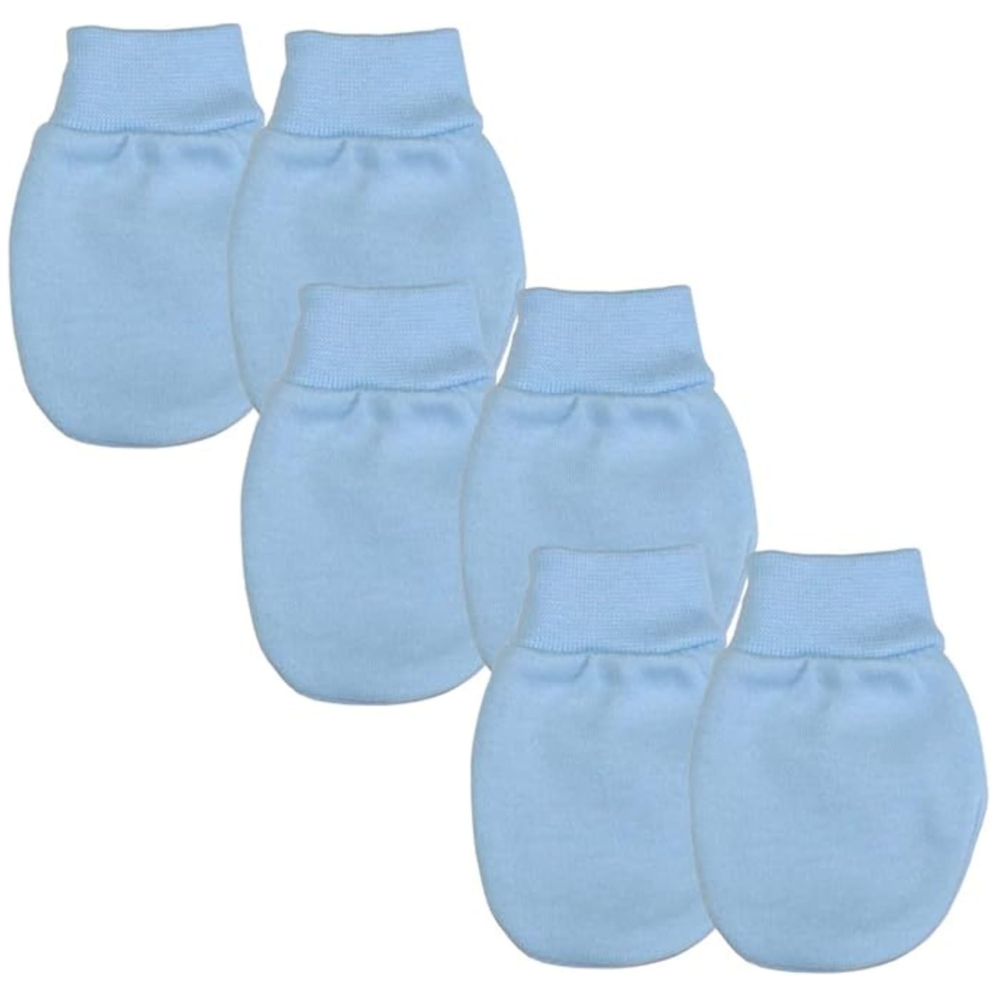 Baban Baby Mittens - Baby Scratch Mittens - Newborn Scratch Mits - Cotton Baby Mitts 3 Pair Pack, Made in Britain, Blue