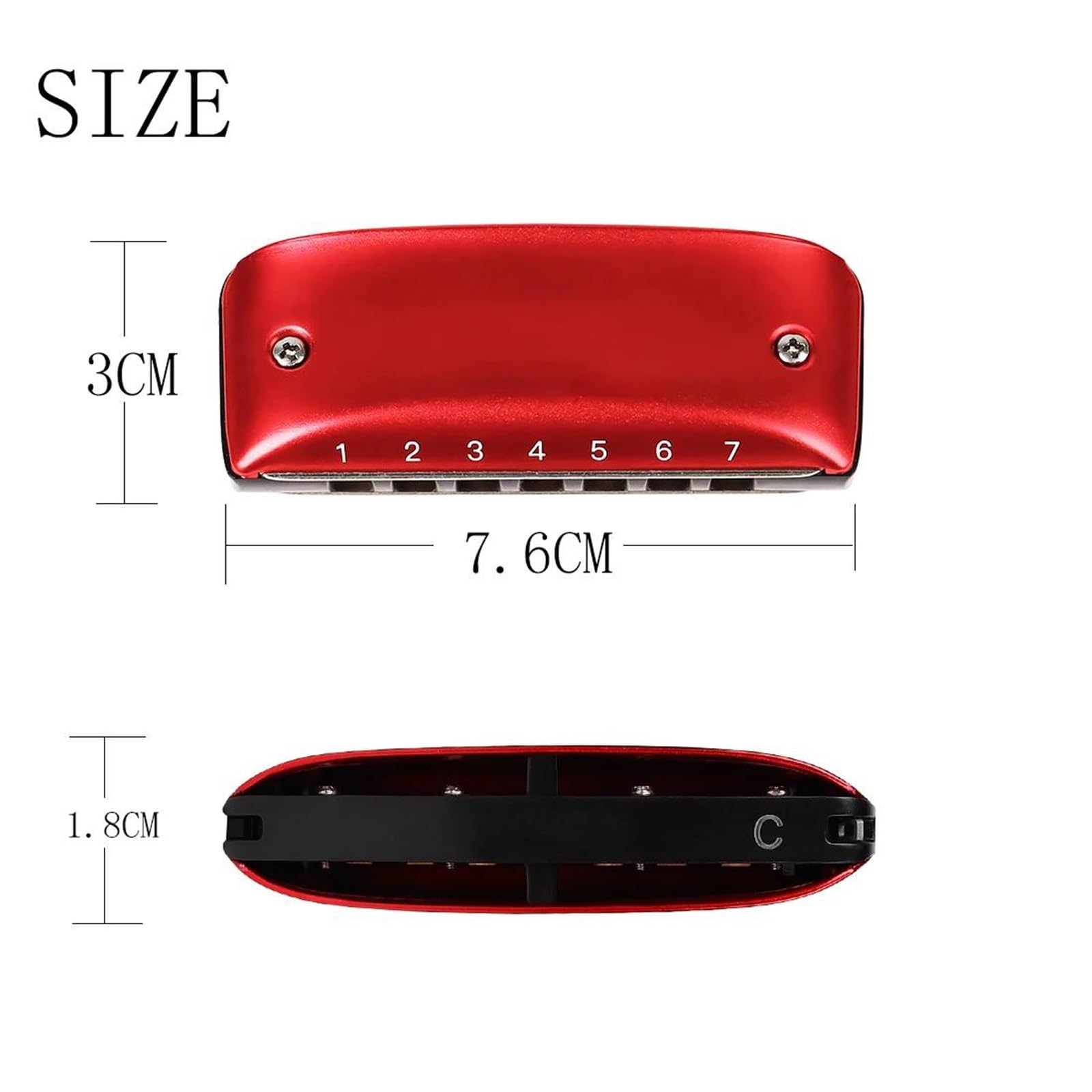 Harmonijka Ustna Blues Harmonijka 7-otworowa Blues Harp Instrument Dęty Drewniany Czerwony/Zielony/Fioletowy/Niebieski/Różowy/Żółty Dostępny(Red D)