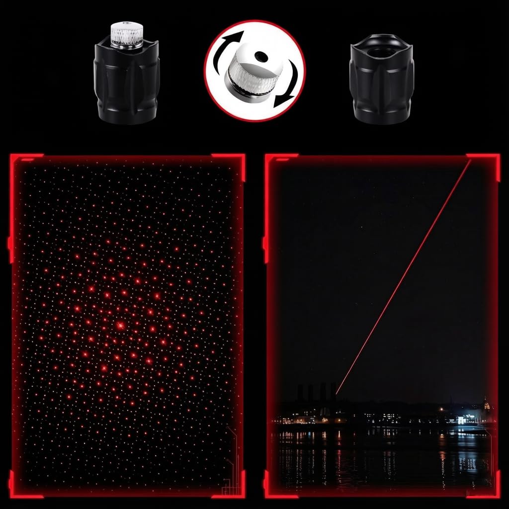 4000 Ultra-High Lumens Iaser P0lNTER with Rechargeable Set - Aluminum Alloy with 5 Modes for Outdoor and Emergency Use (Red) — view 3