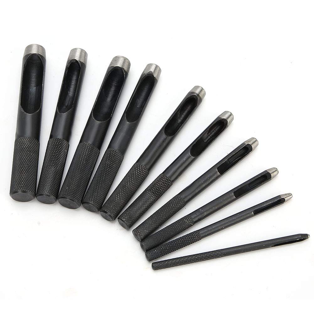 TOPINCN Perforadora de 10Mm, Conjunto Hueco de 10 Uds., 1Mm, Correa Perforadora de Cuero, Herramientas Artesanales, Perforadora de Agujeros, Herramienta Perforadora
