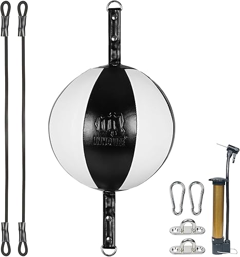 Miniatura 22 de InnoLife Kit de saco de boxeo de doble extremo, kit de reflejo de golpe de velocidad con cuerdas elásticas perfecto para entrenamiento de reacción