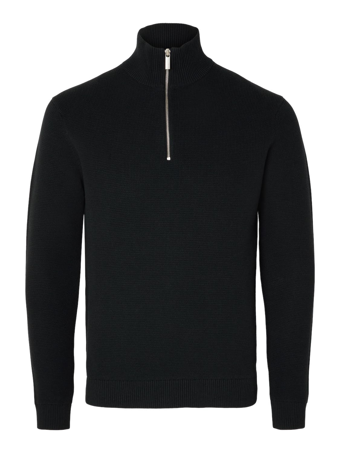 Selected Homme Mens Slhdane Ls Structure Half Zip Noos Knitted Jumper, Black, M UK