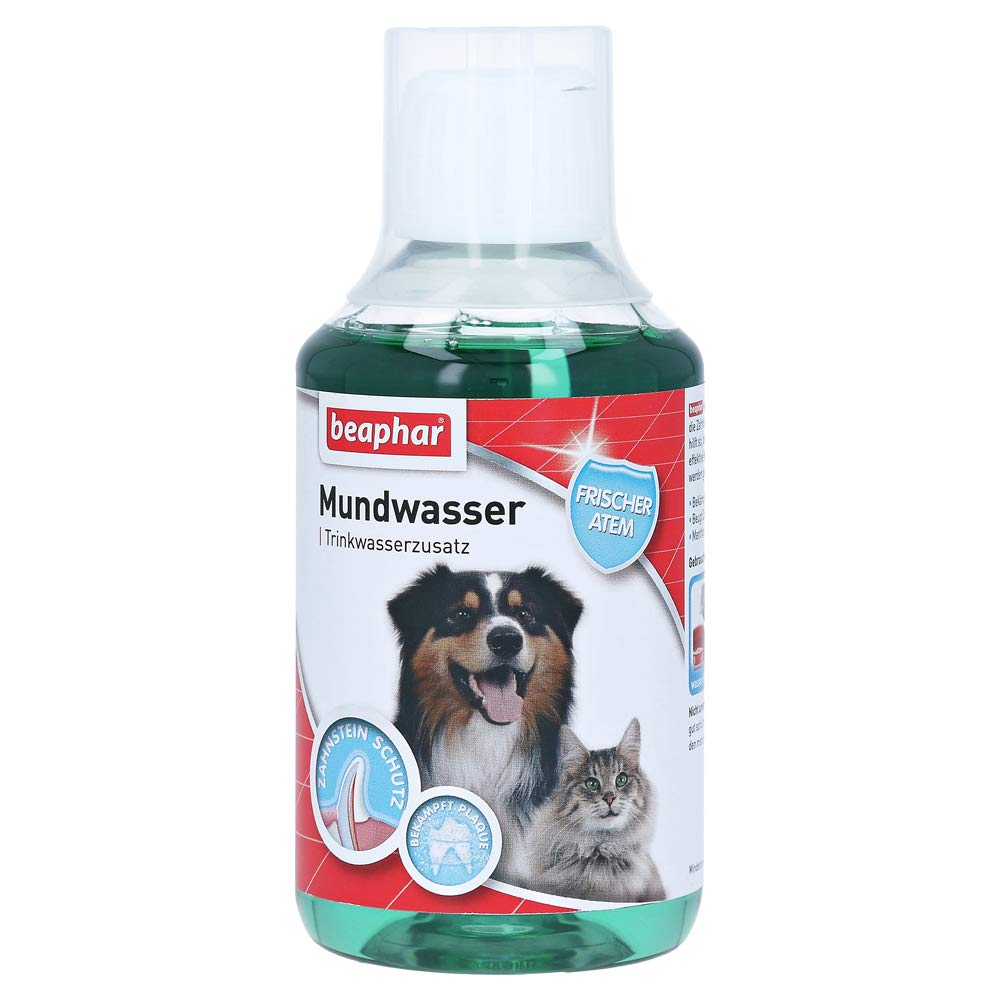 beaphar Boca Agua para Perros y Gatos, Agua Potable Adicional contra halitosis en Perros & Gatos | fertiliza Plaque | Previene Dientes Piedra Antes | con mentol | 250 ml