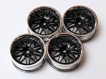 RIM 自転車ホイール 2本セット ブラック Amazon | 1/10 ツーリングカー向け LM風 メッシュ クロームリム