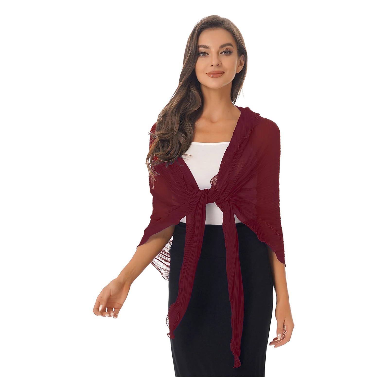 Bolero Donna Coprispalle in Chiffon da Donna, a Maniche Lunghe, con Protezione Solare, Aperto sul Davanti, Scialli in Chiffon, Bolero(Khaki)