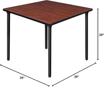 Regency Kee 36 in. Medium Square Breakroom Table- Cherry Top, Black Folding Legs