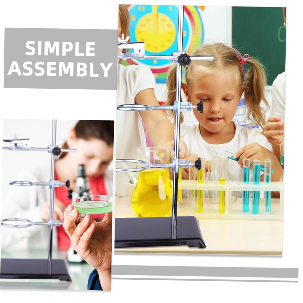 Cabilock Marco De Hierro Soporte De Laboratorio Material Metálico De Laboratorio Abrazadera Para Matraces Soporte Para Embudo Para Química Mesa