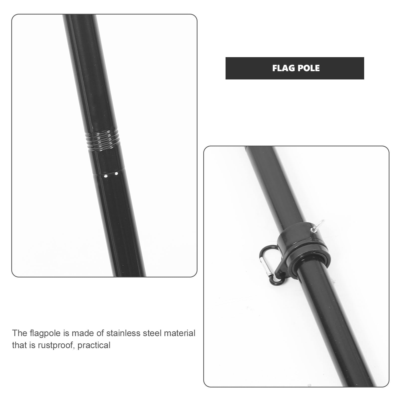 MAGICLULU Asta Funzione di Rotazione Antiruggine in Acciaio Inossidabile per Bandiera 1,8 M Nero Resistente e Stabile per Giardino e Cortile