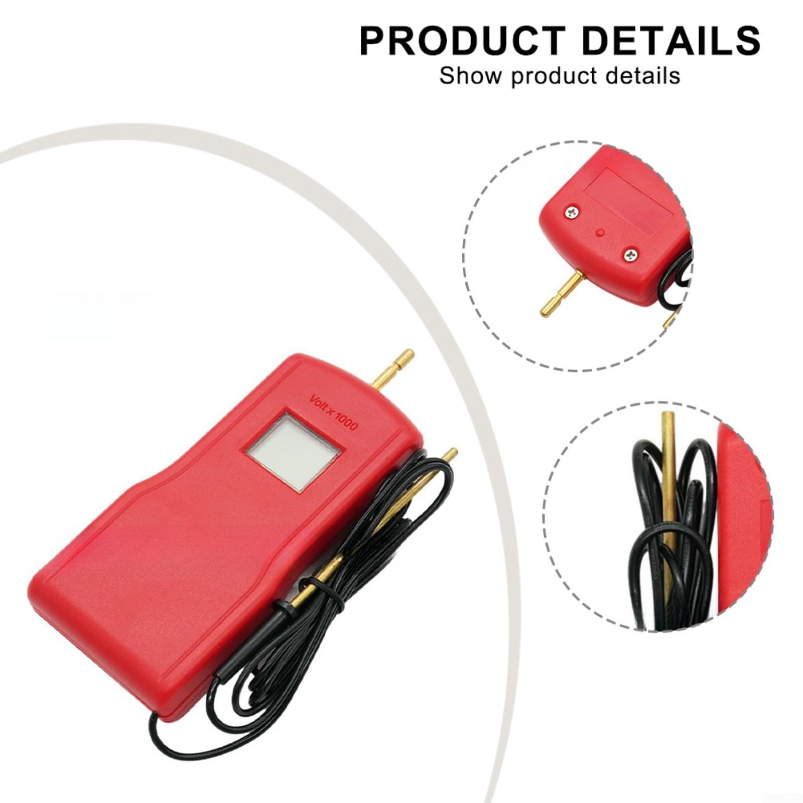 Tester elettrico per recinzioni con retroilluminazione | Misura fino a 15000 V per bovini e pecore, alloggiamento robusto per pascoli, tester di tensione rosso