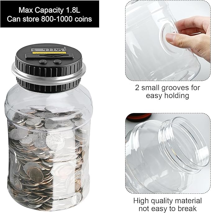 Image of Piggy Bank，Saving Box for Girls and Boys，Money Bank for Kids ，Unbreakable Plastic Piggy Banks (Black)
