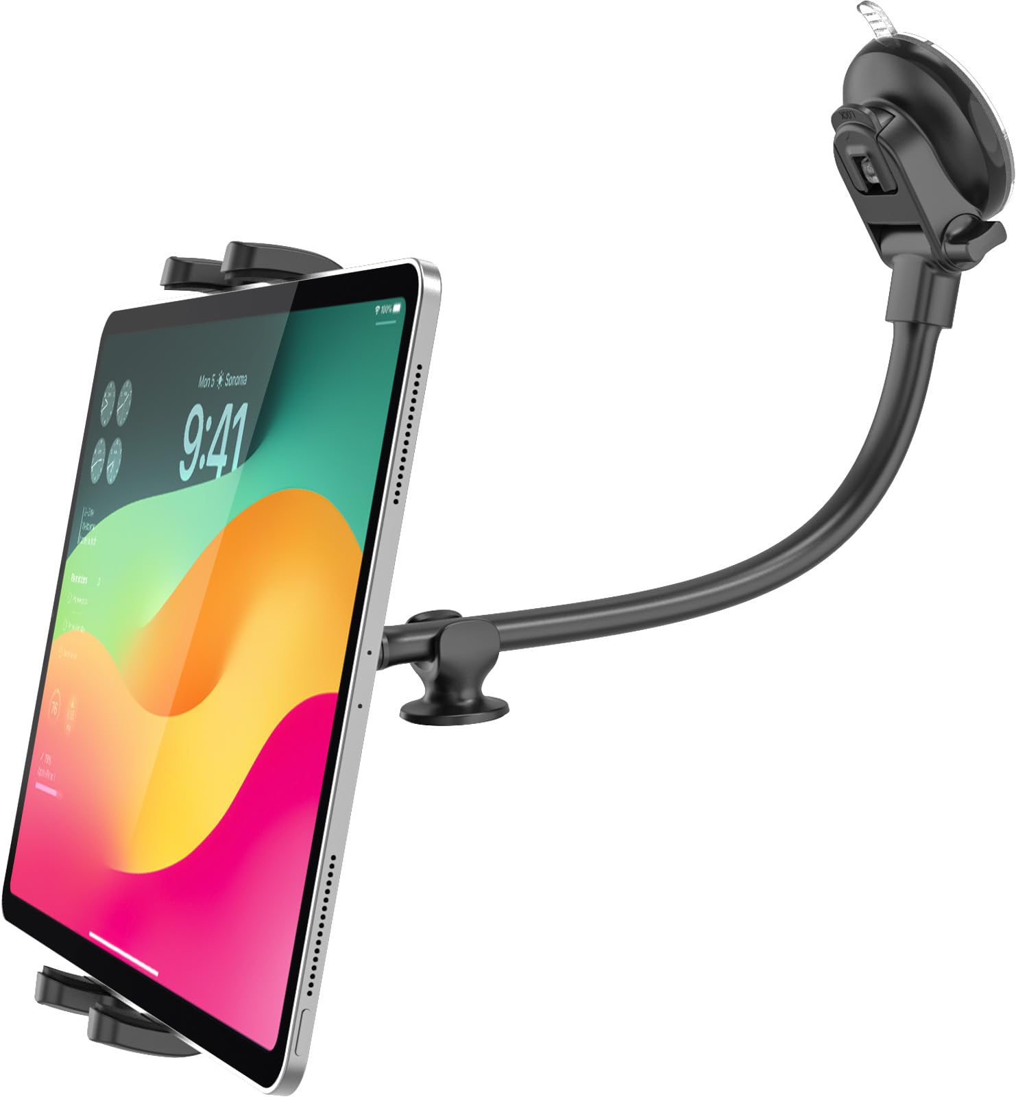Uchwyt na tablet z łabędzią szyją, uniwersalny uchwyt na przednią szybę, uchwyt na tablet ciężarówkę, super przyssawka stojak do iPada Pro 12,9 Air Mini, Galaxy Tab, iPhone, 4-13" tabletów i