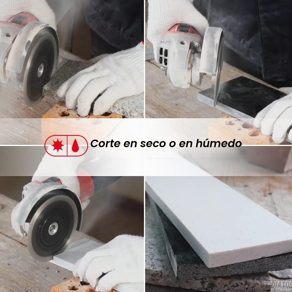 DT-DIATOOL Disco Tronzador Diamante 125 mm x M14 Hoja de Sierra Turbo con Dientes Protectores para Cortar Moler Hormigón Mármol Granito Azulejos