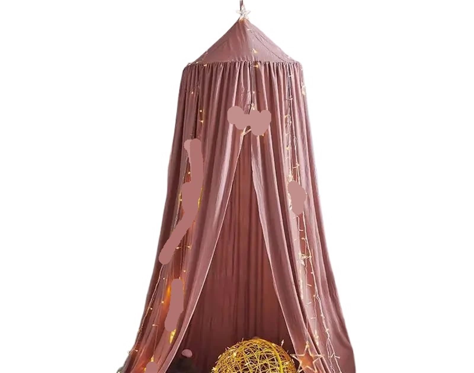 LSNNMU Mosquito Net Bed Canopy Curtain Tent Hanging Round Play Room Decor For Bed(Dark Pink)