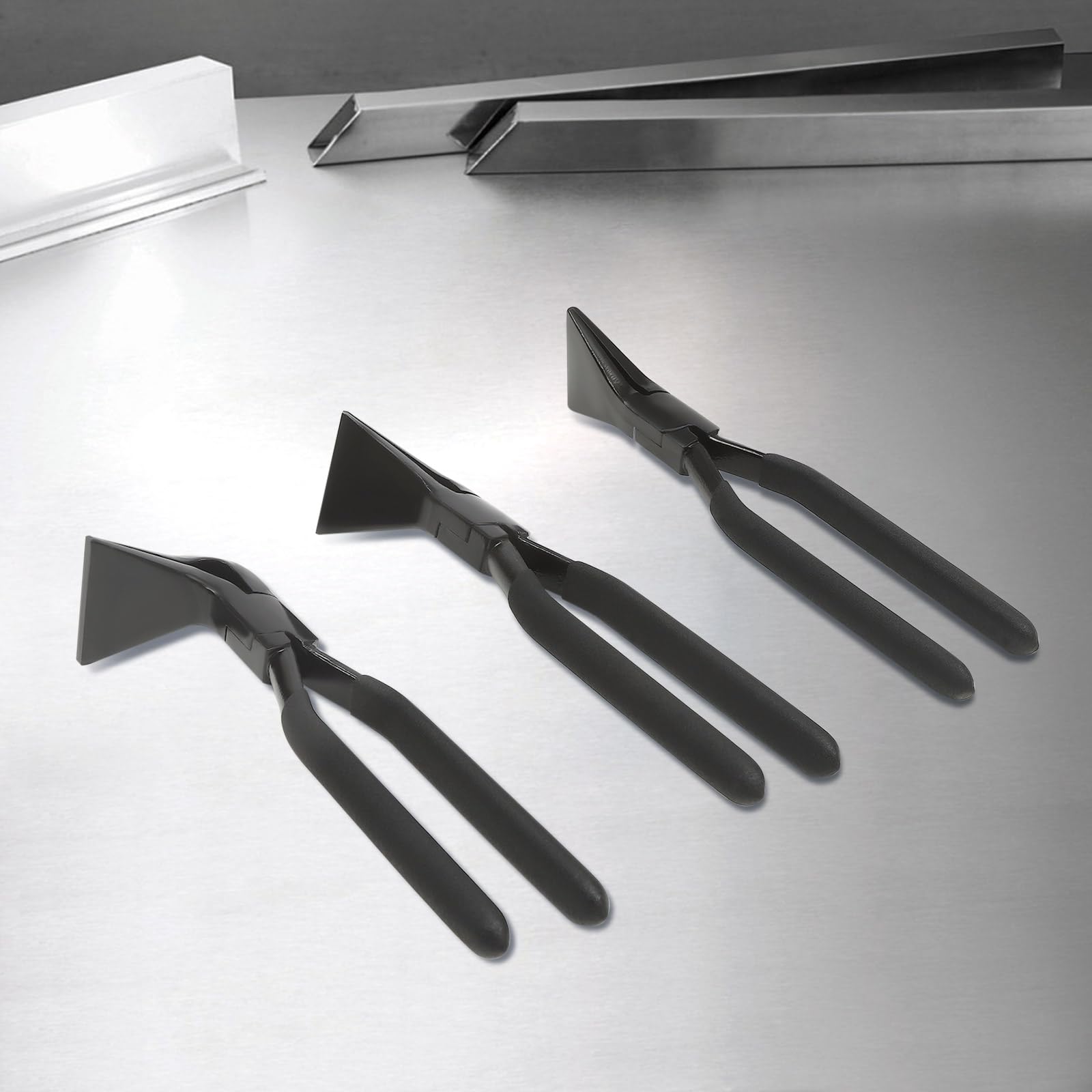 Juego de 3 alicates plegables, para trabajos de chapa y construcción de carrocería, rectas, 0°, 45° y 90°, de acero al carbono, pinzas ergonómicas para taller de coche, alicates para doblar