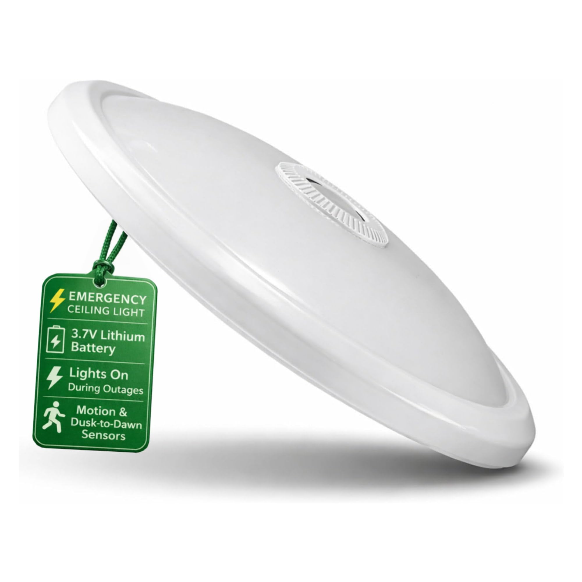 HAVA Plafoniera LED 12W, rilevatore di movimento, funzione emergenza a batteria, bianco diurno 4000K