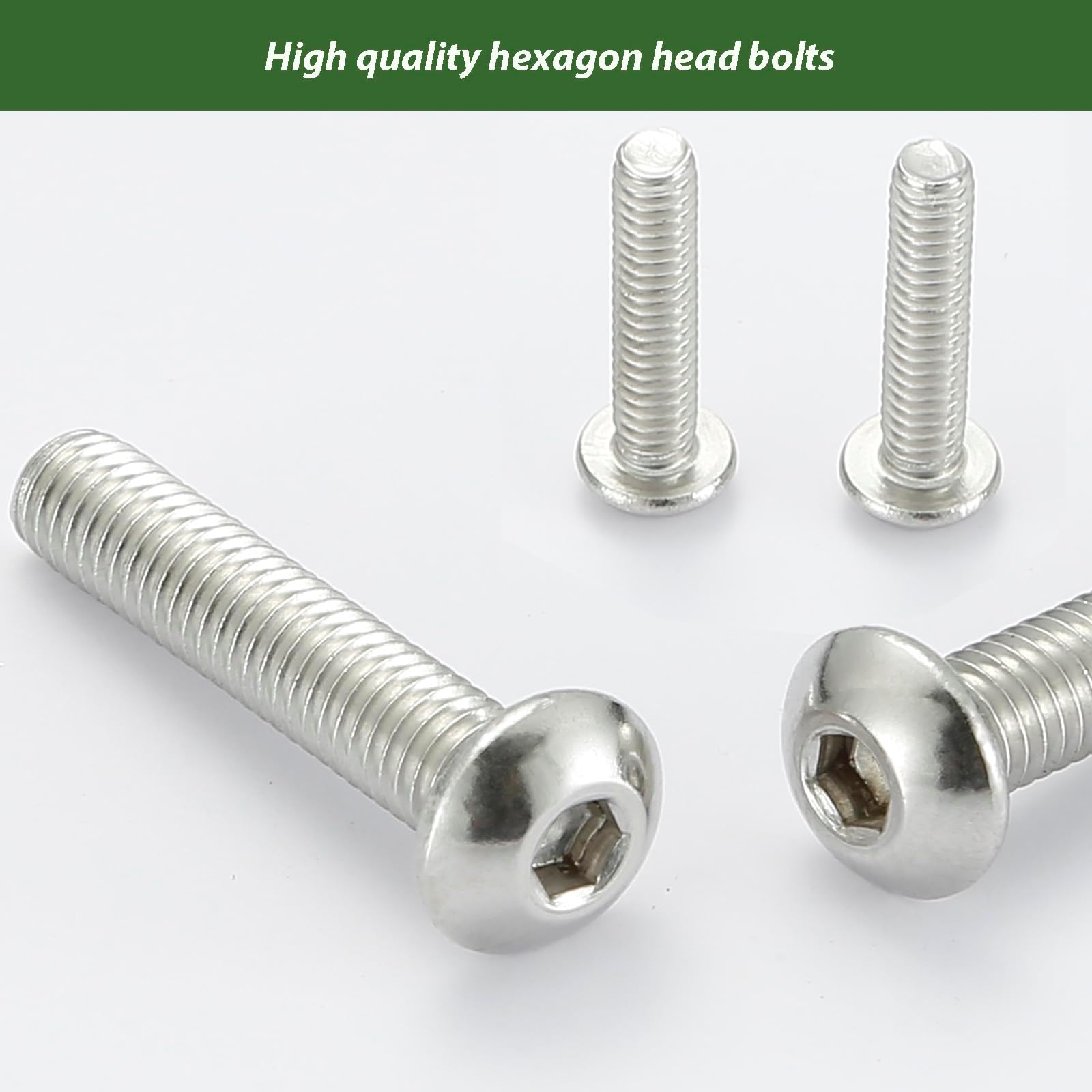 AMLOOPH M5 Bolts, M5 X 50mm Hex Socket Button Head Machine Bolts/Screws -Fully Threaded A2 304 Stainless Steel Hex Long Socket Screws M5 (Pack Of 10)