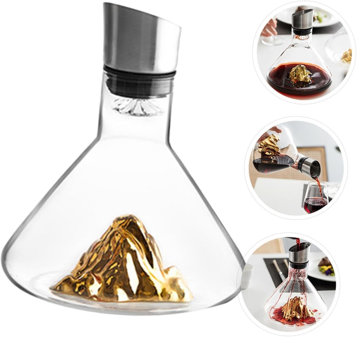 Veemoon Crystal Wine Decanter 1500ml -inspired Design Fast Handheld Wine Aerator Pourer for Home Dining and Entertaining