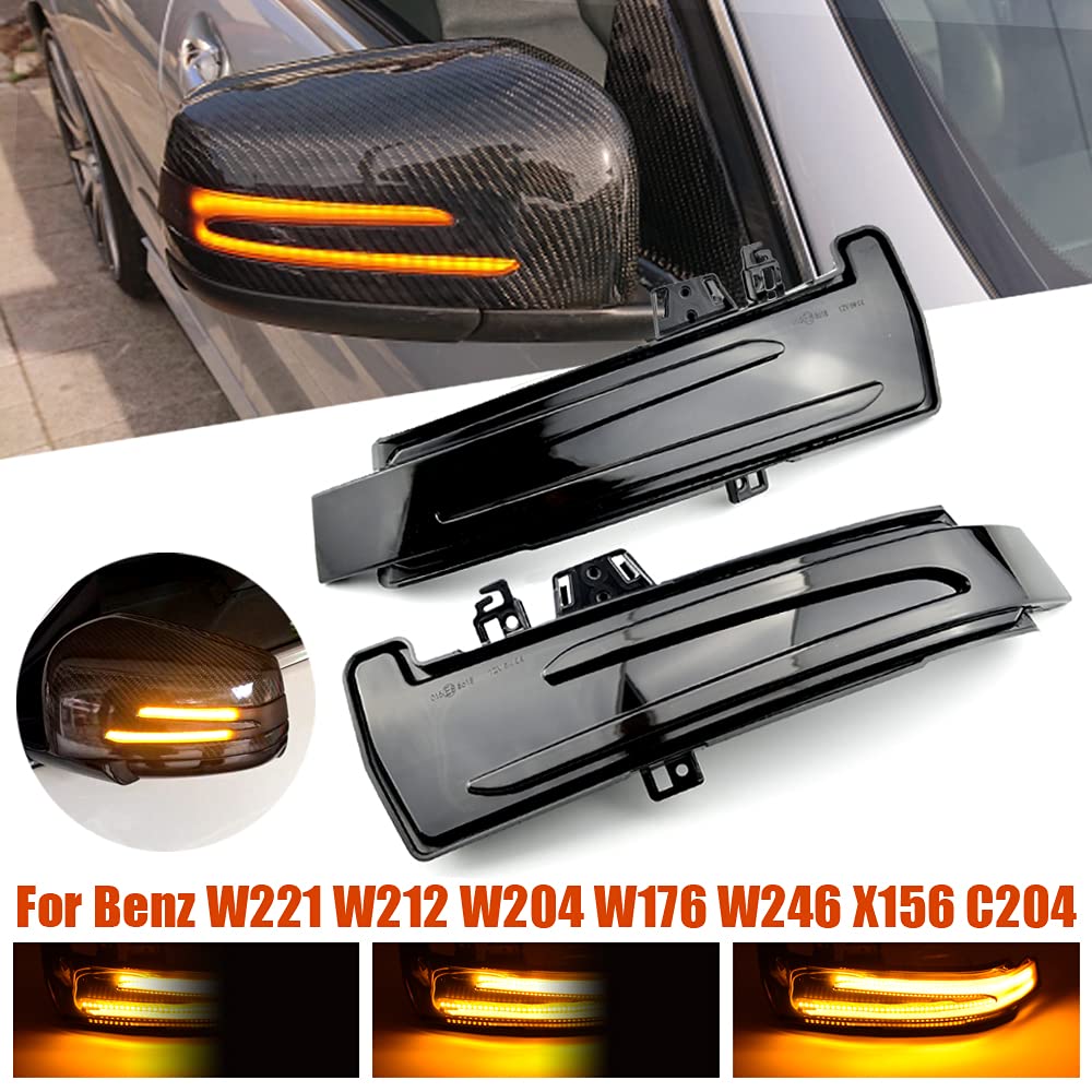 2 feux de clignotage dynamiques séquentiels compatibles avec Be-nz W204 CLA A B C E S GLA GLK CLS classe W176 W212 LED rétroviseur latéral clignotant montage