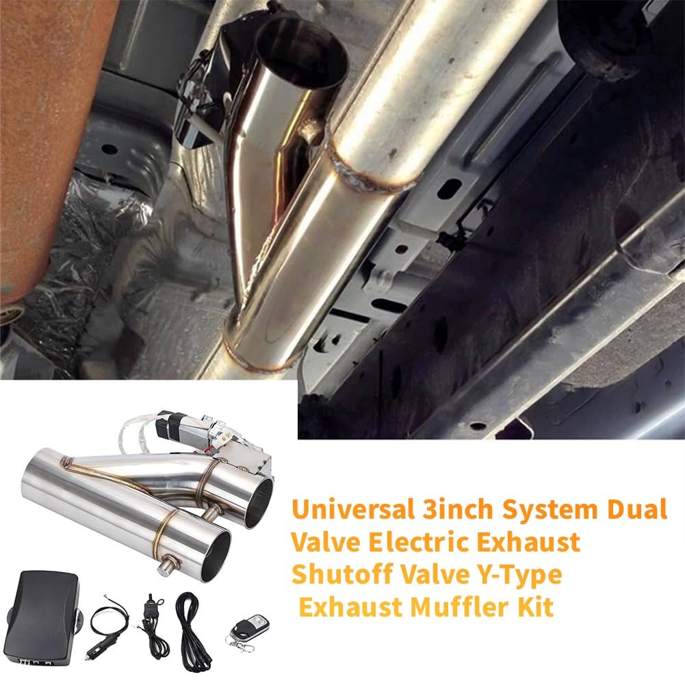 Universal 3 "Valve à Double Soupape Échappement Électrique Valve D'Échappement Y-Type D'Échappement Type de Silencieux à Distance sans Inclus Le Système 3 Pouces