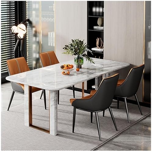 Miniatura 6 de Sillas de comedor, sillas de comedor modernas de mediados de siglo con cojines gruesos de piel sintética, sillas para comedor (naranja)