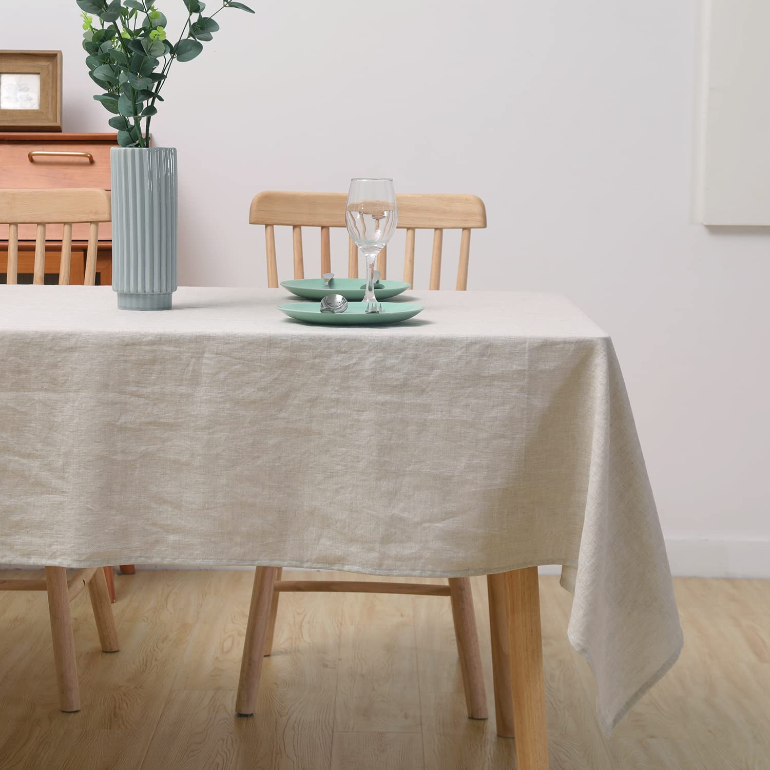CHUFFED Mantel de lino 100% rectangular, mantel de tela de lino de alta calidad para mesa de cocina y mesa de comedor, elegancia natural para su hogar (natural, 140 × 100 cm)