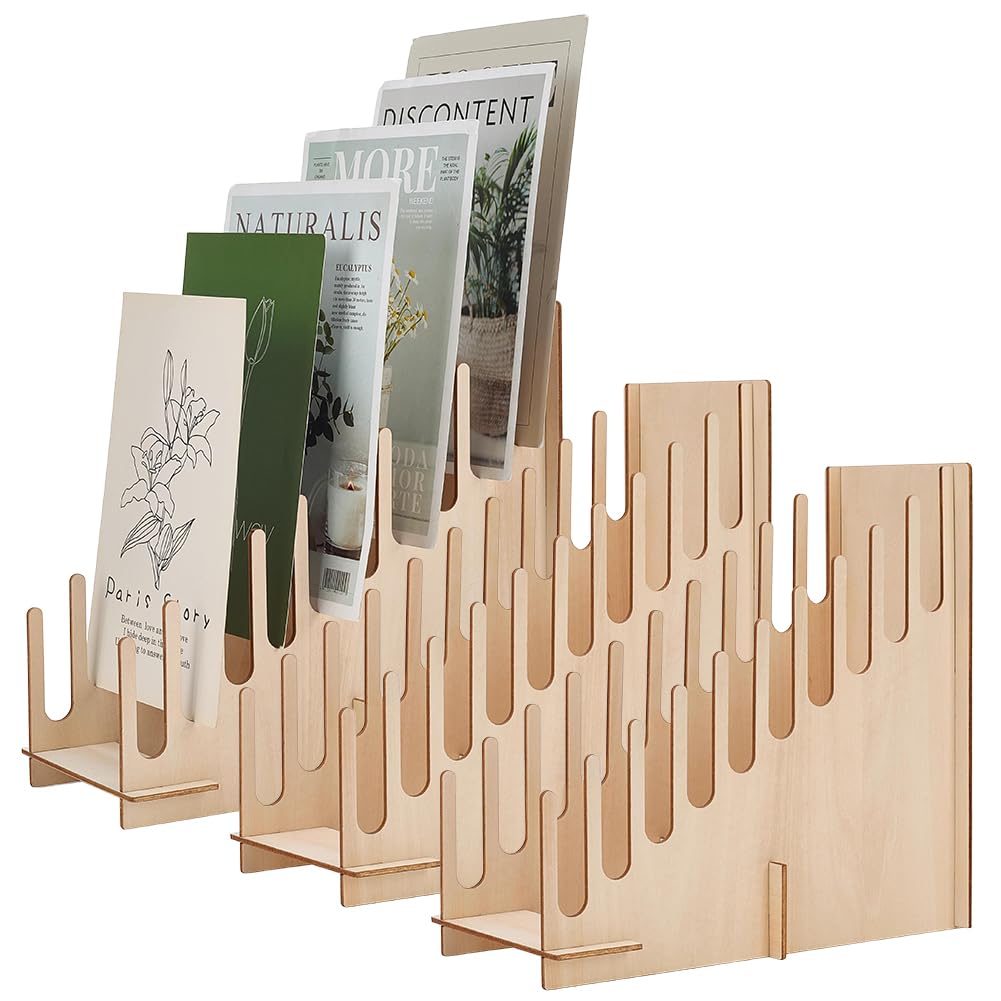 FREEBLOSS 3 Stück 10 Stöckiger Kartenständer Aus Holz Grußkartenhalter Für Sportkarten Postkarten Aufkleber 9.7x4.3x9(6) cm ((3) Zoll)