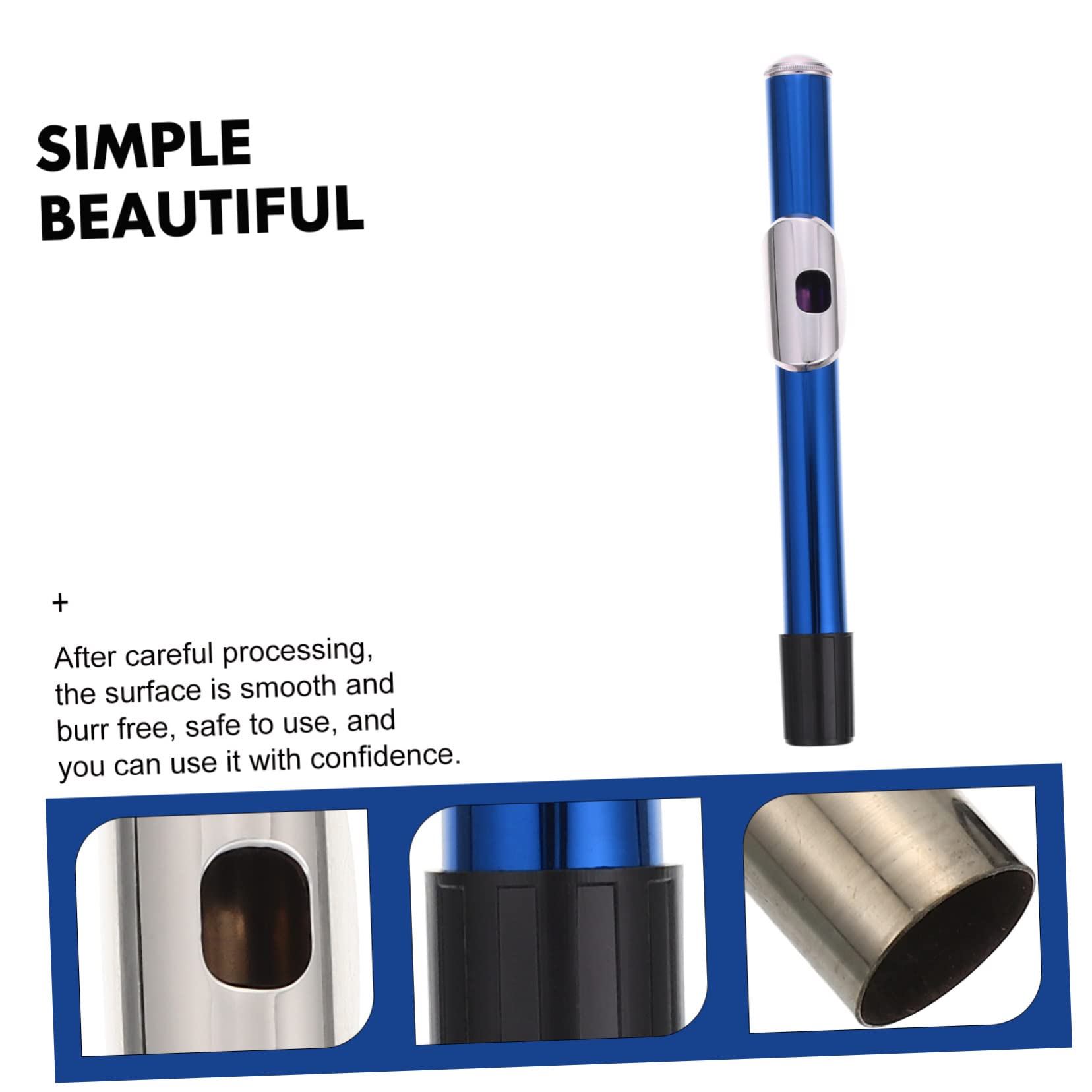 Flauta de Metal de 16 Orificios en Latón Blanco Niquelado | Azul, Abs, Repuesto y Accesorio para Alumnos y Profesionales, Piezas para Instrumentos de Viento
