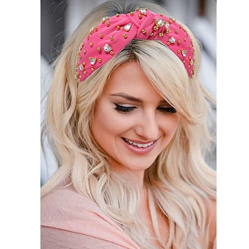 Vista 18 de Diademas anudadas de cristal para mujer, diademas brillantes con diamantes de imitación, cuentas doradas anchas adornadas, accesorios para el Negro
