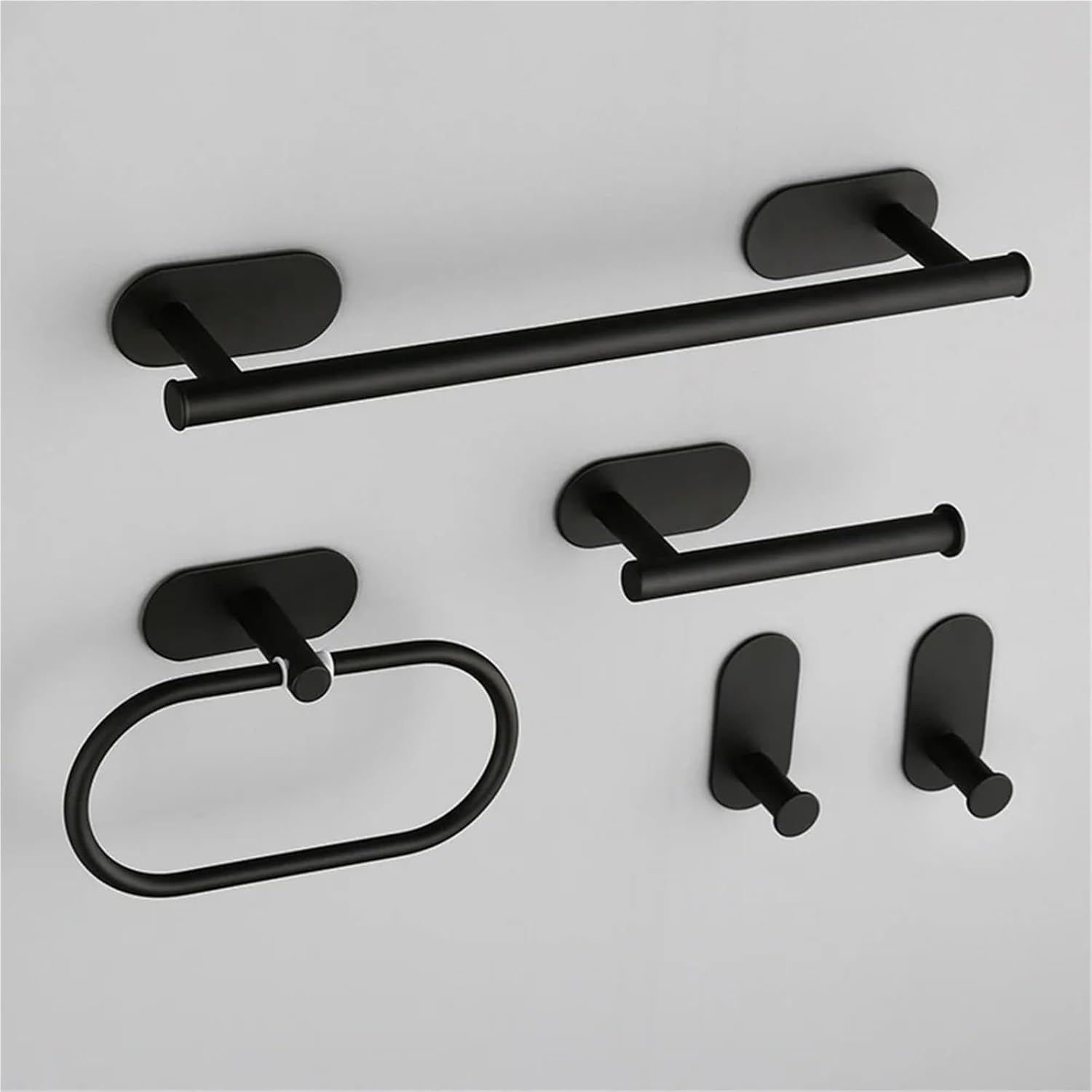 No Drilling Self Adhesive Wall Mounted Aluminum Gold Robe Hook Towel Bar Bathroom Hardware Set Black Bath Accessories(B Coat Hook)
