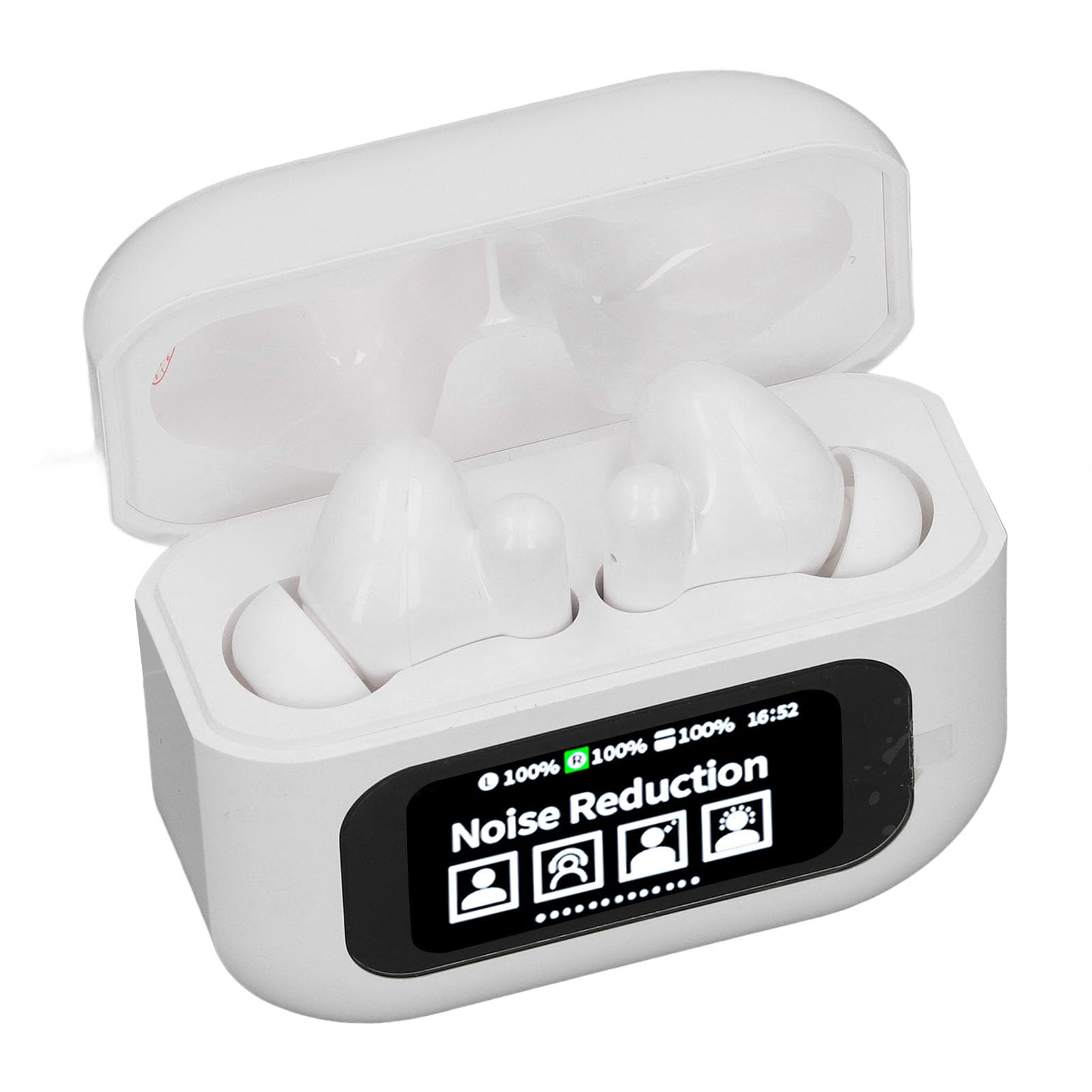 Auricolari Bluetooth wireless ergonomici Hi-Fi di qualità del suono con custodia touchscreen per sport e esercizio fisico, colore: bianco