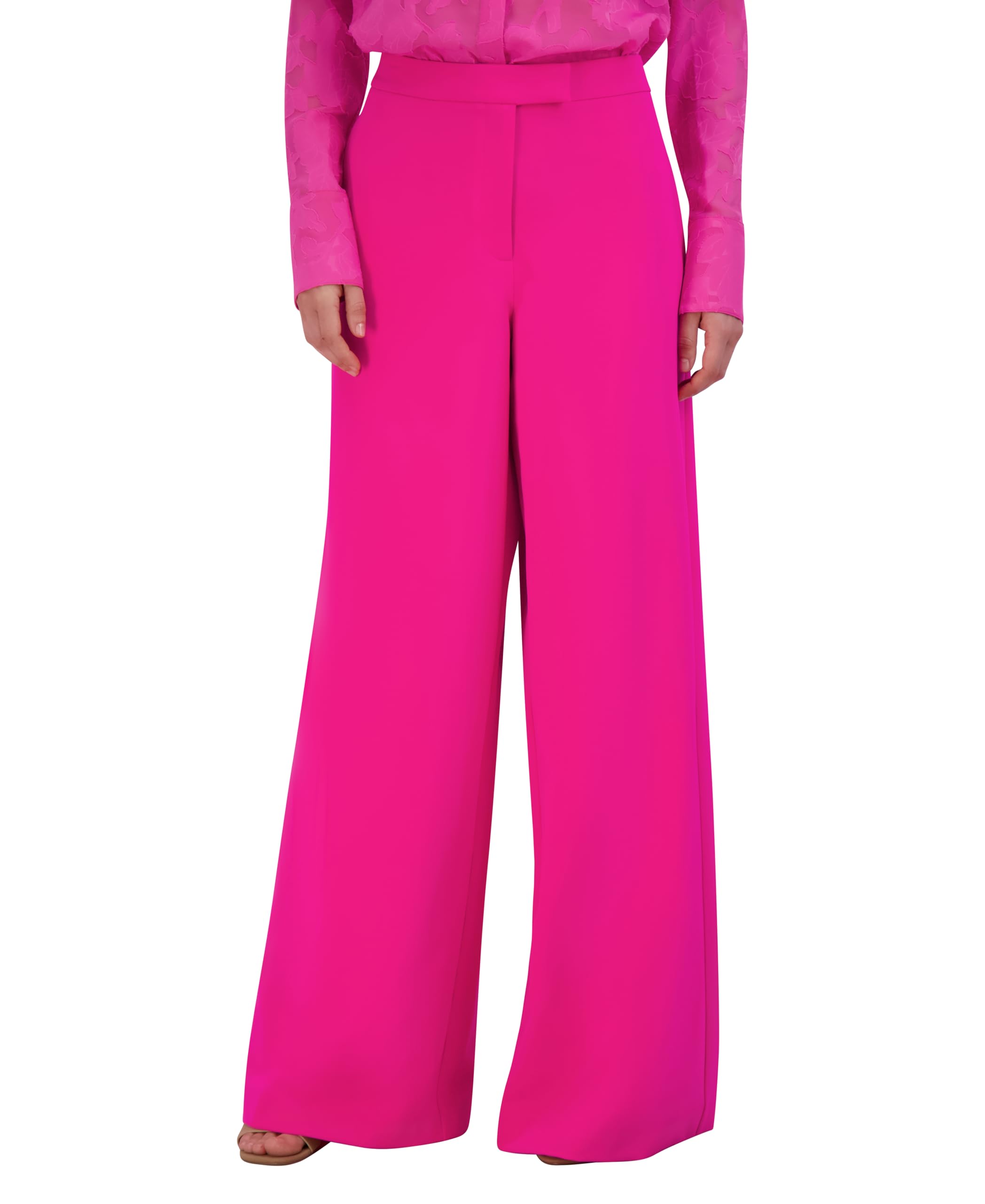 BCBGMAXAZRIA Womens Bi-Stretch Crepe Wide Leg Pants