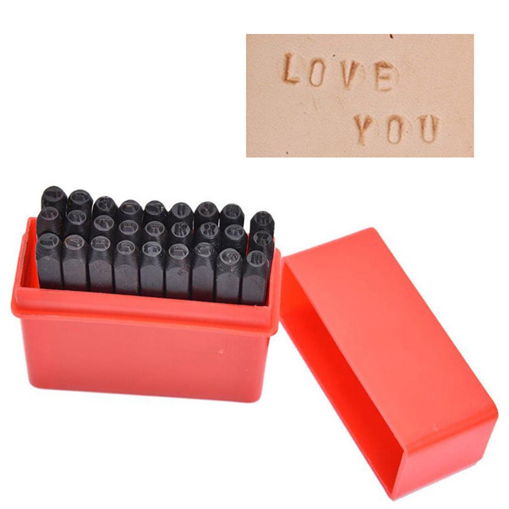 Juego de 27 Piezas de Letras Z LPHBET con Punzón ''&'' para Madera (4 Mm, 5 Mm Y 8 Mm), Negro, 8 mm
