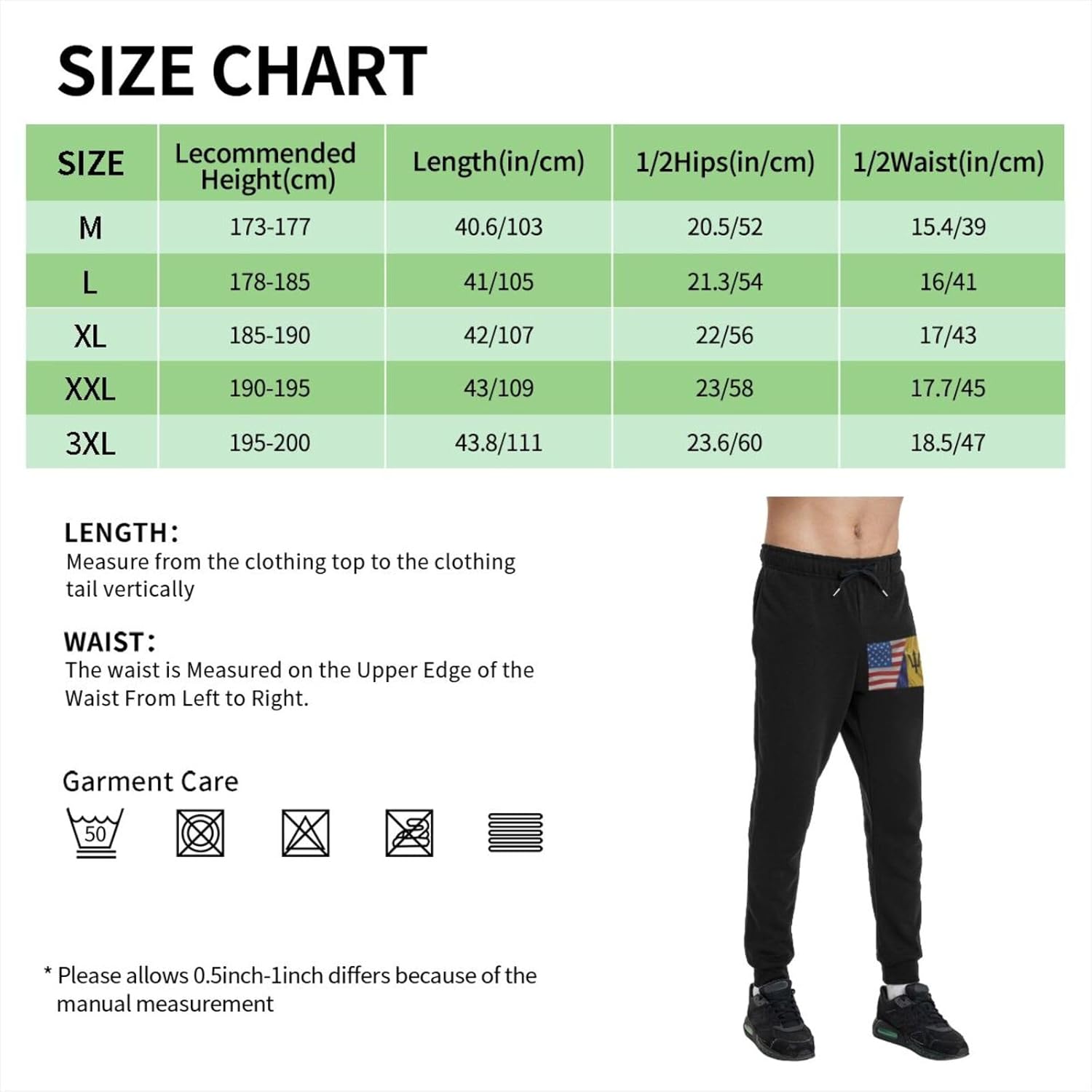 America Flag and Barbados Flag Men's Long Pants Athletic Running Pants Sports Pants