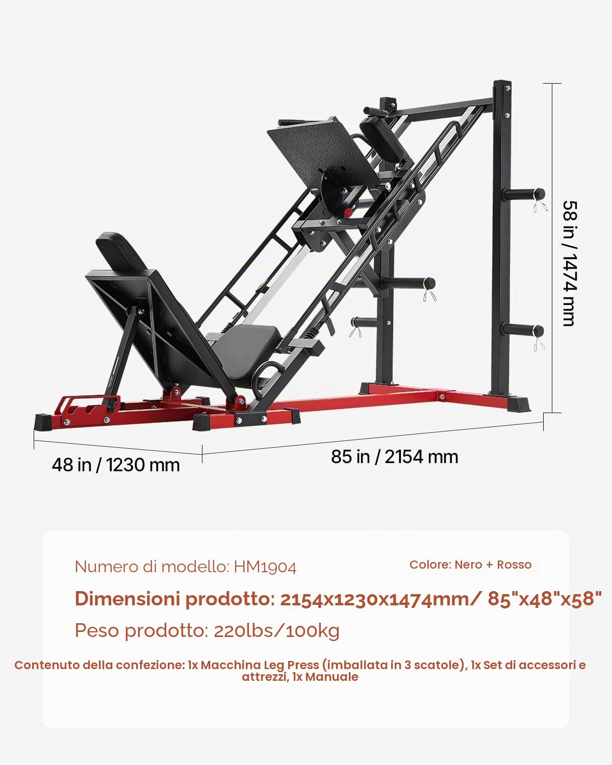 VEVOR Macchine Esercizi delle Gambe, Attrezzatura Gambe Presa Combo Regolabile, con Cuscinetto Lineare, Allenamento delle Gambe per Palestra, per Quadricipiti, Pali per Pesi da 50 mm