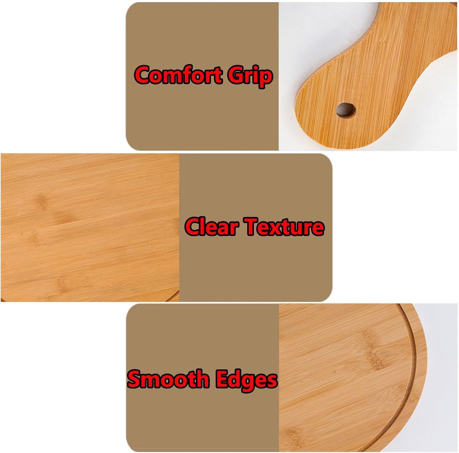Juego de 6 platos de madera de alta calidad para servir y cortar, platos de bambú duraderos con asa, ligeros para el hogar y restaurante, hasta 13 pulgadas