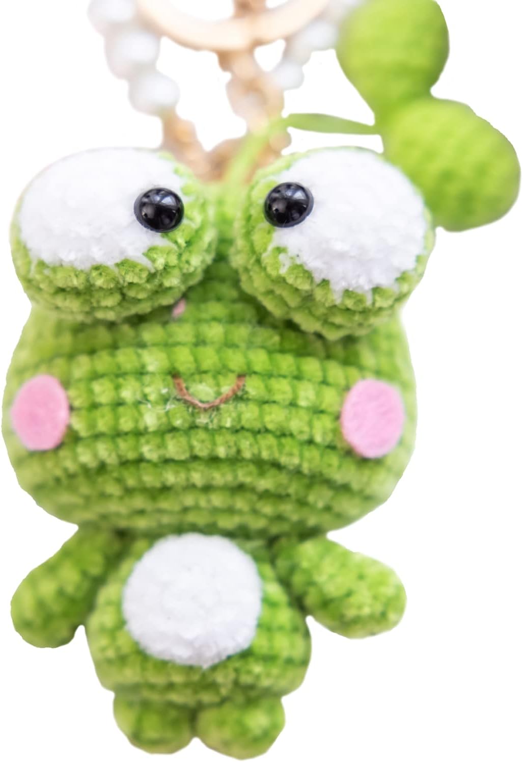 Stuffed Animal KaiaCrochet 2.7 inch Bud Family Series Crochet Amigurumi for Child Handmade Plush Toy Keychain for School Bag Handbag Car Pendant (Frog)