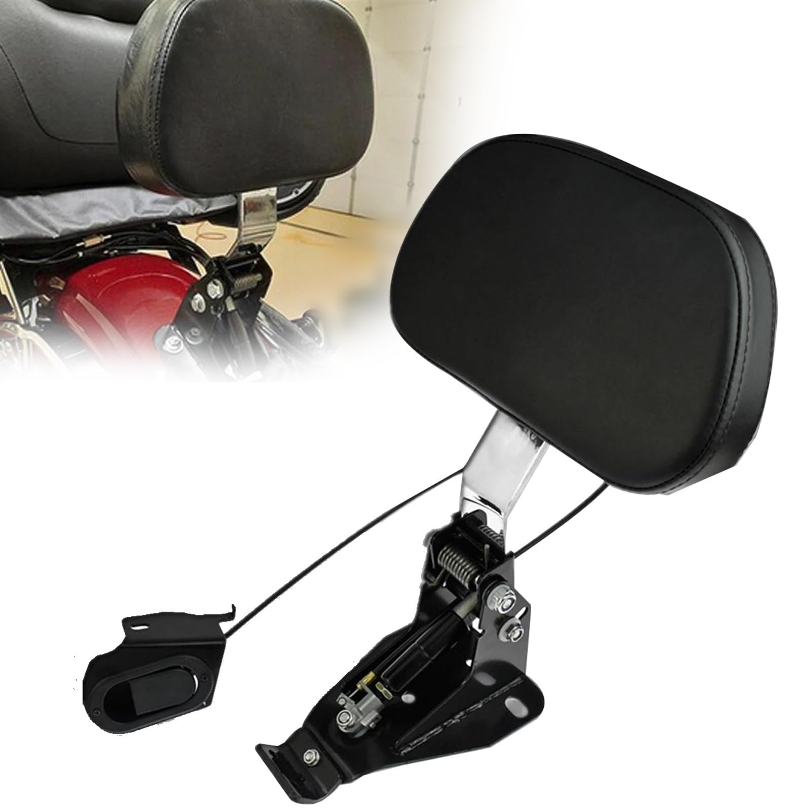 Schienale Per Harley Touring 1997-2023 - Regolabile, In Pelle PU E Acciaio - Foto 4