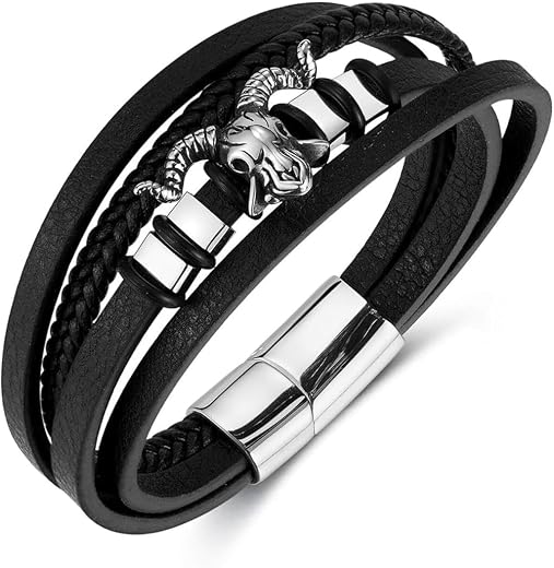 Fashion Frill Bracelet For Men Stylish Stainless Steel Ships Head Leather Bracelets For Men Boys Mens Jewellery