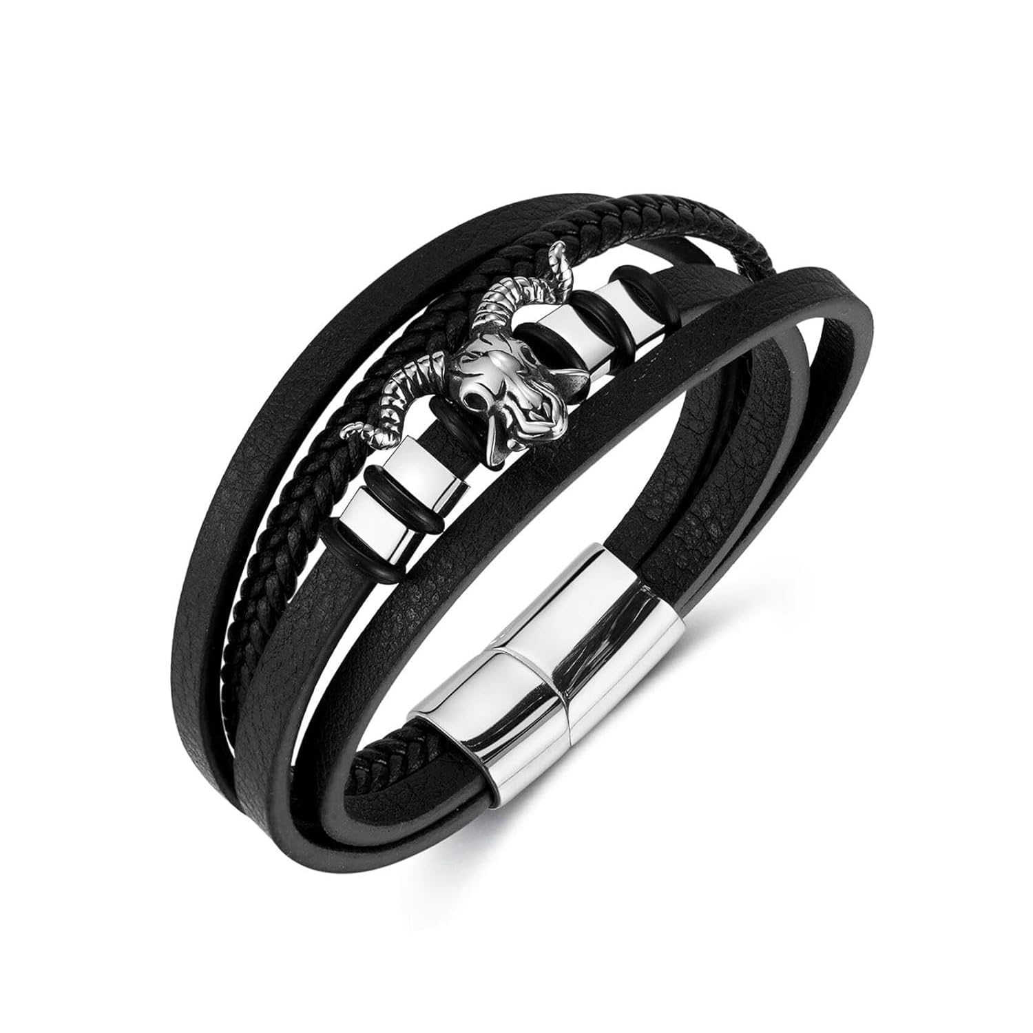 Fashion Frill Bracelet For Men Stylish Stainless Steel Ships Head Leather Bracelets For Men Boys Mens Jewellery