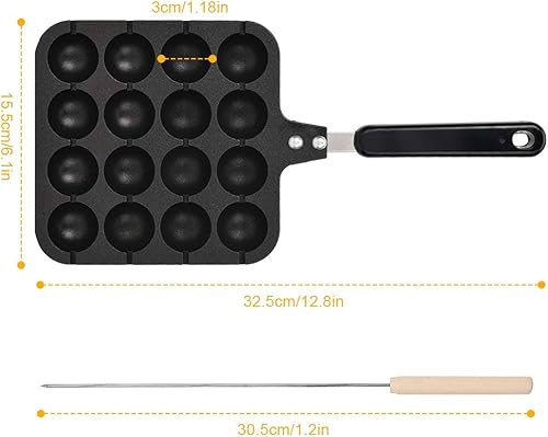 Miniatura 7 de ANGGREK Takoyaki Pan Home Antiadherente Octopus Balls Pan Takoyaki Grill Pan Pan Pan Bandeja de cocina Bandeja de hornear con 4 herramientas