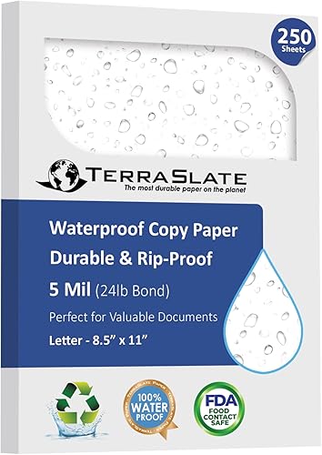 TerraSlate - Impresora láser impermeable, resistente a la lluvia, 5 mil, 8.5 x 11 pulgadas, 250 hojas