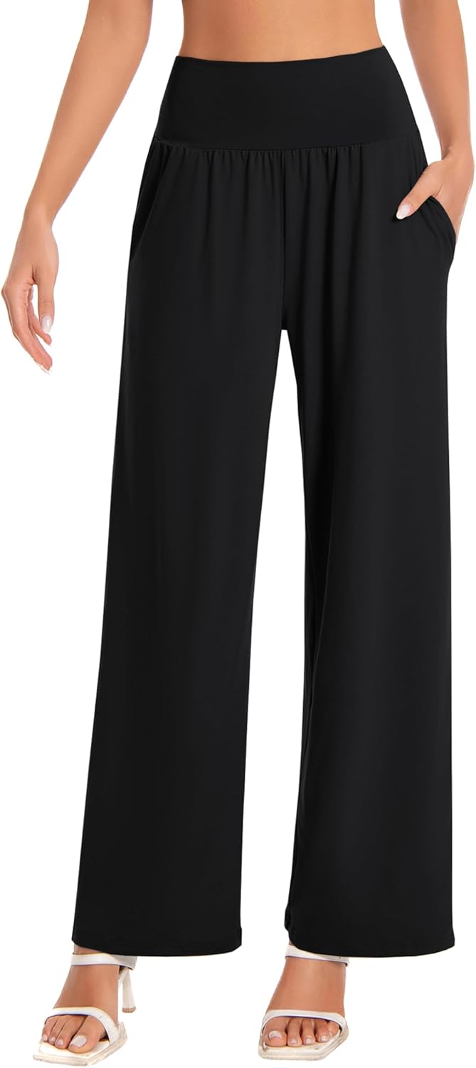 BUBBLELIME 20"/27"/29"/31"/33"/35" Women's High Waist Wide Leg Yoga Pants Loose Comfy Lounge CasualSweatpants with Pockets