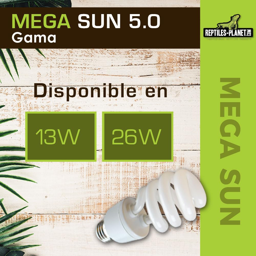 Reptiles-Planet Mega Sun UVA - UVB 5.0 Reptiles Lamp, 26 W