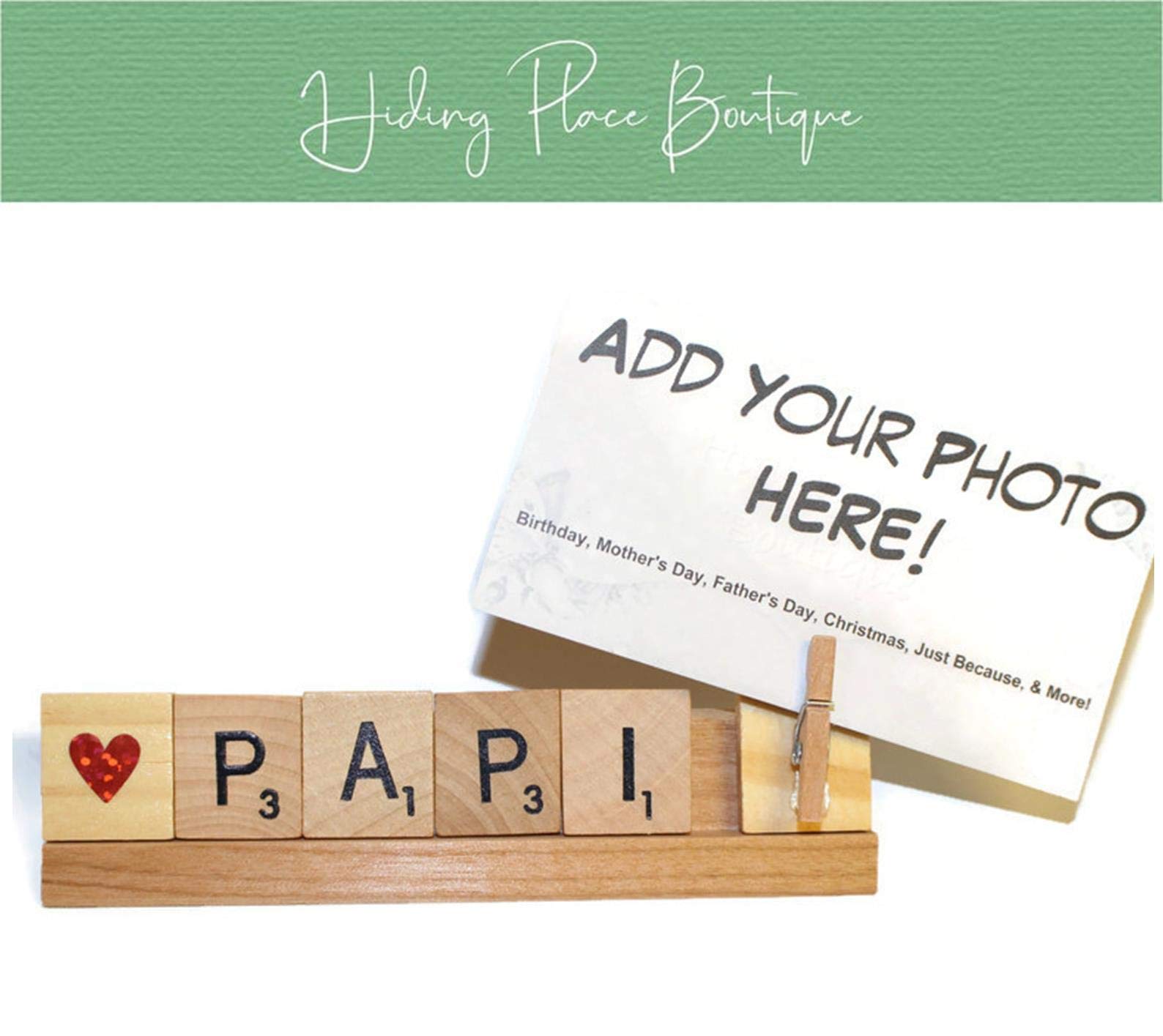 Hiding Place BoutiqueHiding Place Boutique, Handmade Papi Frame, Photo Holder Picture Gift Present Grandpa Papa Pappy Poppy Grandpa Dad Baby Reveal Birthday Pregnancy Announcement Grammy, Memorial