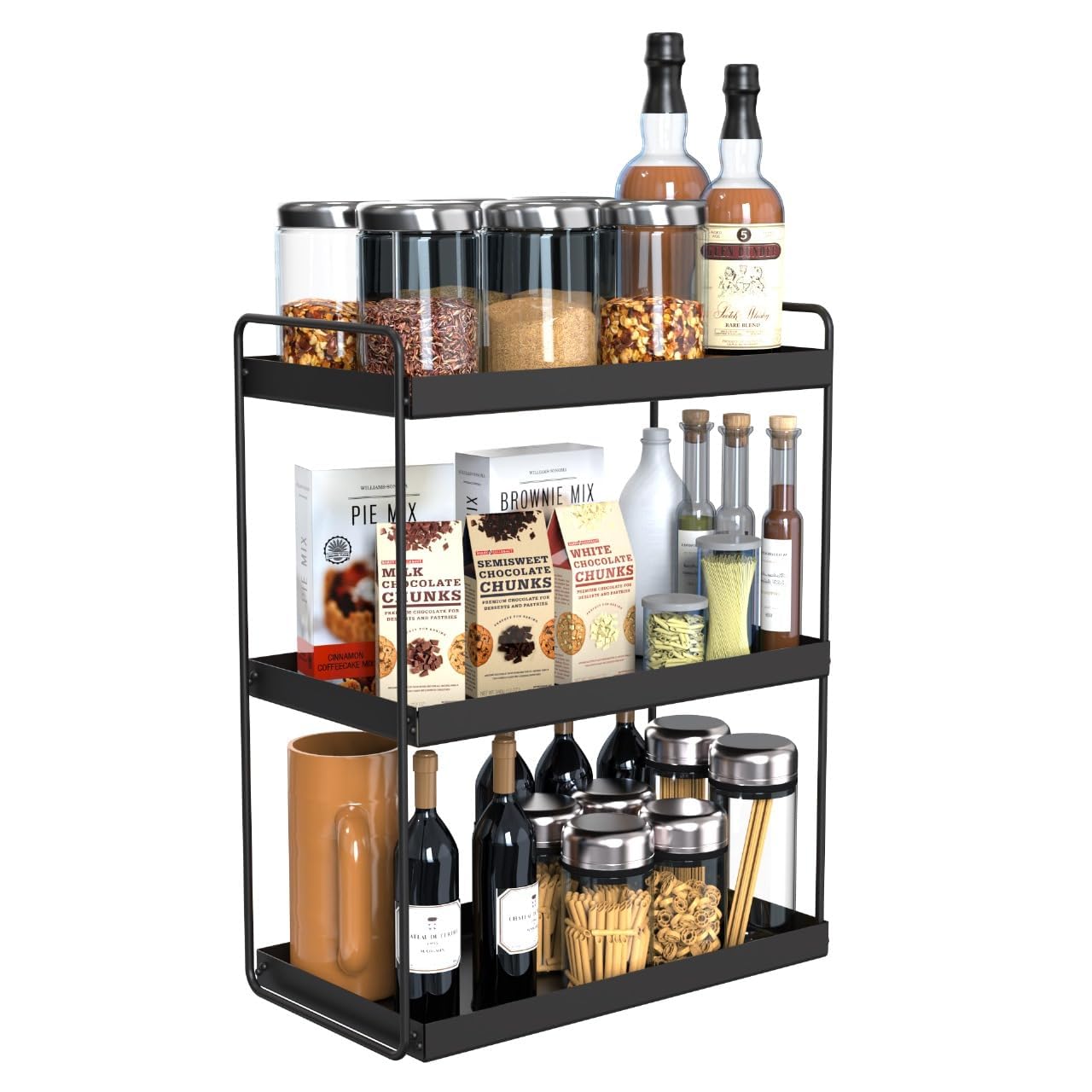 ETIQUETTE ART 3 Tier kitchen Countertop Organizer, Stackable Cabinet Shelf Organizers, Space Saving Spice Rack Pantry Storage for Bathroom Office Organization-image-8