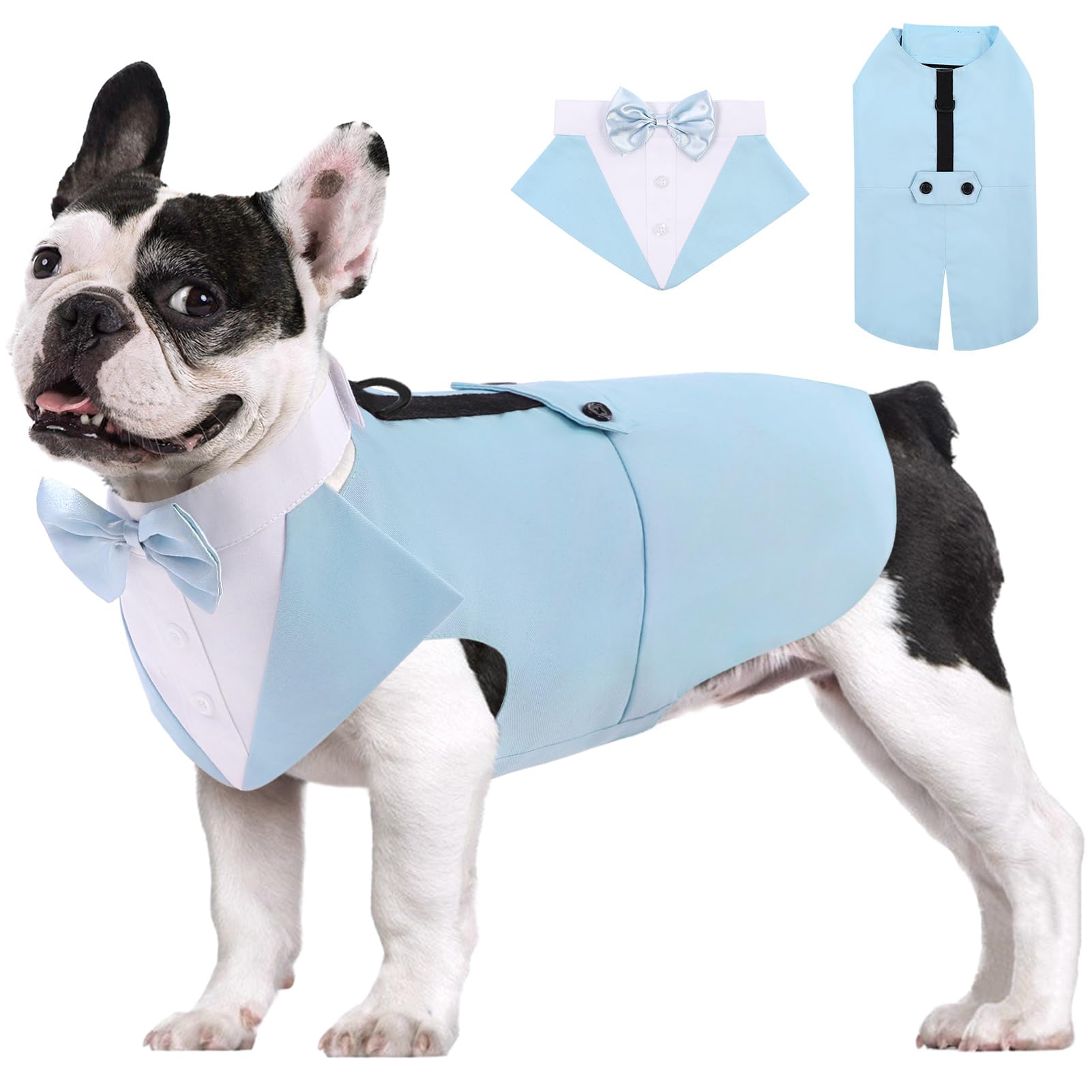 AOFITEE Dog Tuxedo Formal Suit and Bandana Set, Gentle Dog Wedding Party Suit Bow Tie Shirt Vest, Pet Tuxedo Costume Outfit with Detachable Bowtie Collar for Christmas Halloween Dress Up โ image 1
