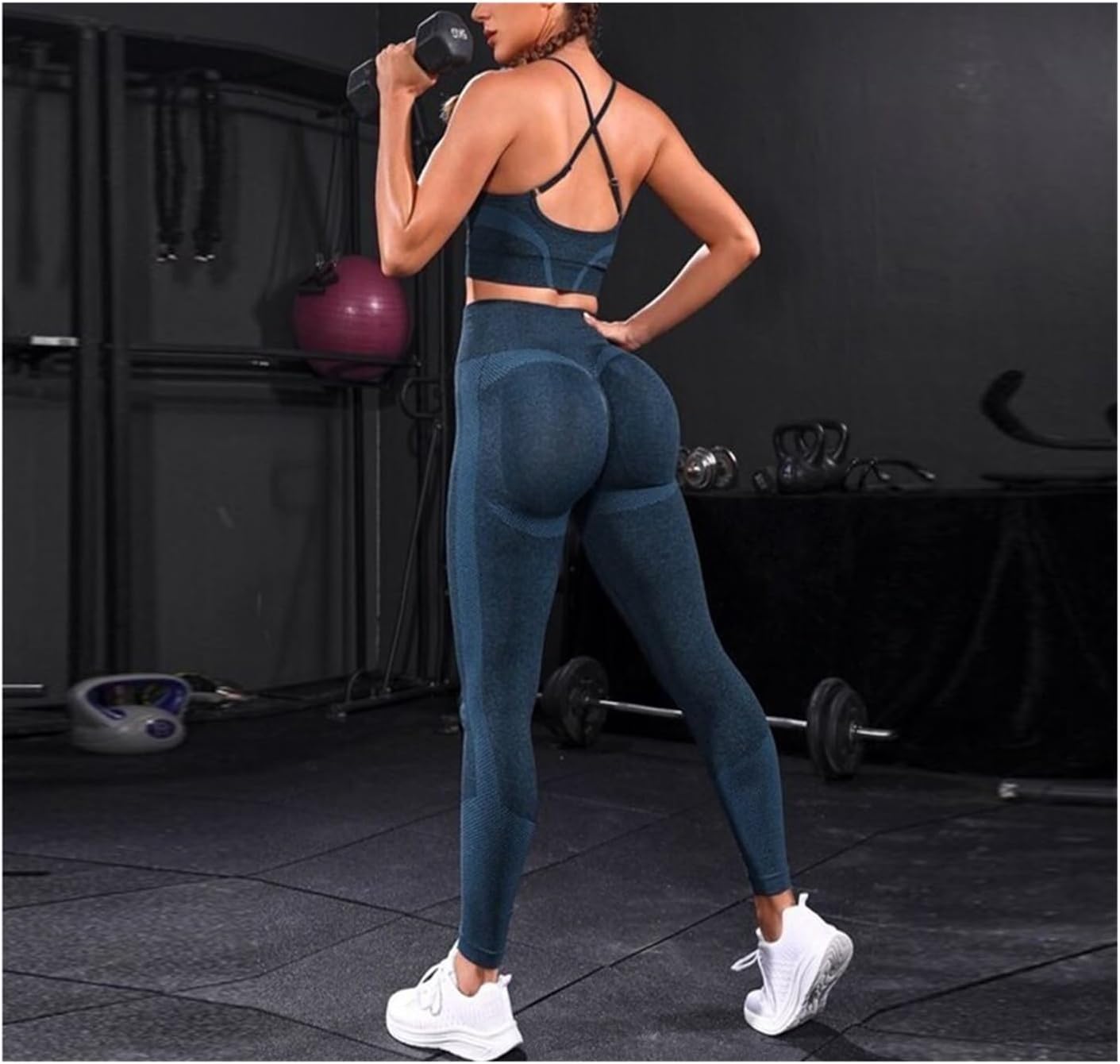 [売店] 2ピース レディース トラックスーツ シームレス ヨガセット ワークアウト スポーツウェア ジムウェア ハイウエスト レギ